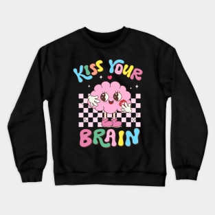 Kiss Your Brain Retro Valentines Day Teacher Squad Kid Crewneck Sweatshirt